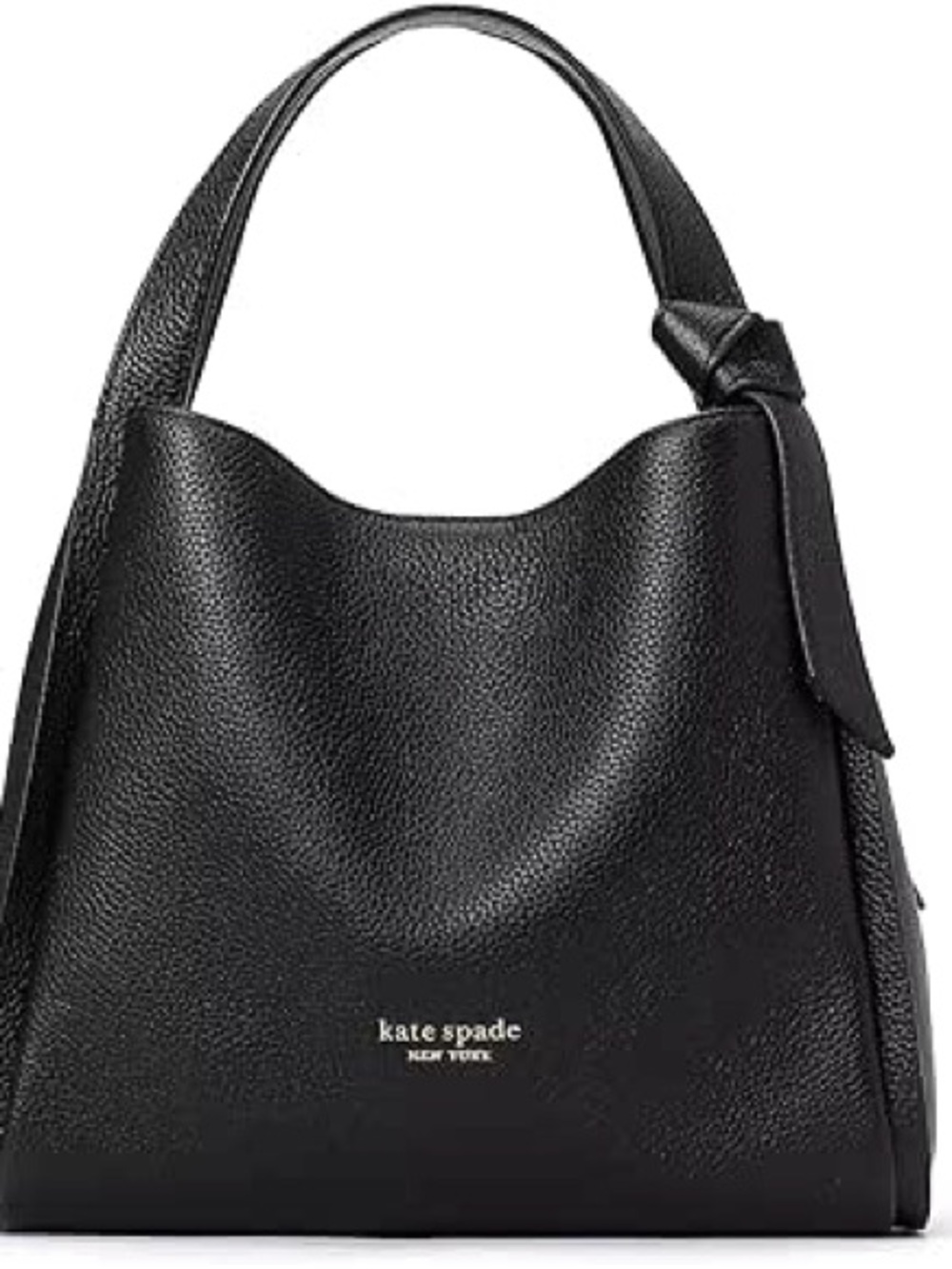kate spade Black Pebbled Leather Shoulder Bag with Gold Logo - Picture 2 of 4